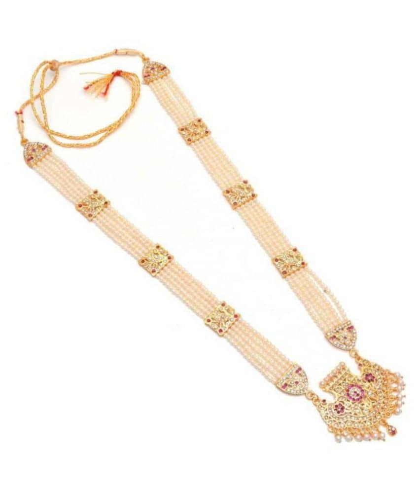 Jewar Mandi Brass Multi Color Traditional Necklace Long Haram
