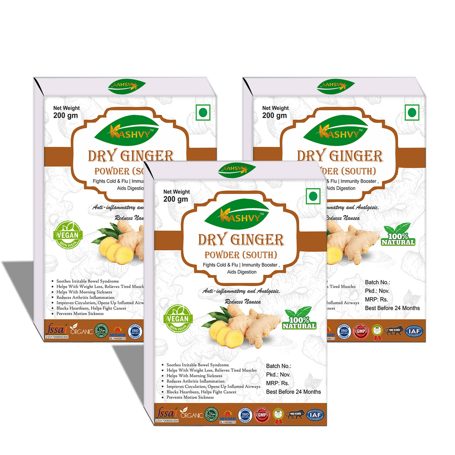 Kashvy Dry Ginger Powder 600 Gm Pack of 3 Kashvy Dry Ginger Powder 600 Gm Pack of 3