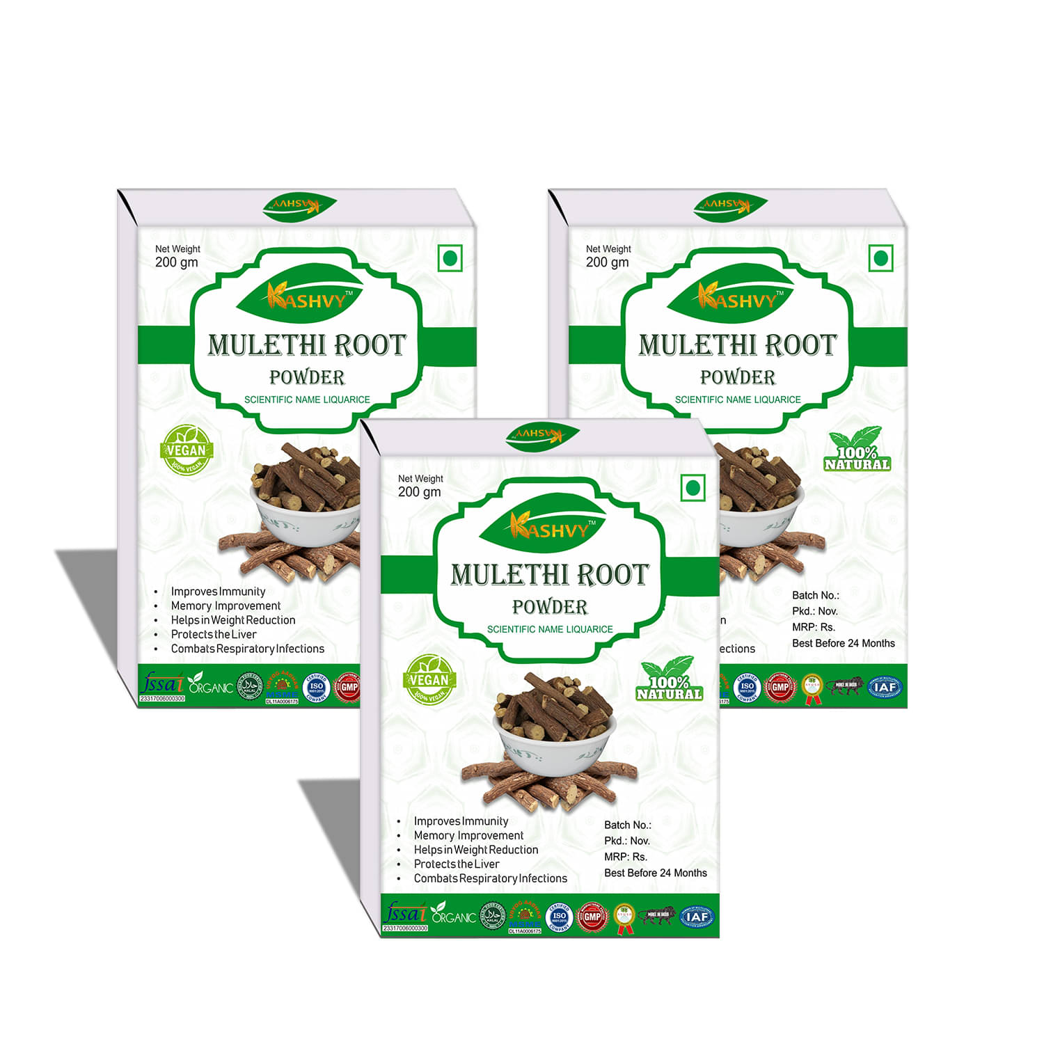     			Kashvy Mulethi Root Powder 600 Gm Pack of 3
