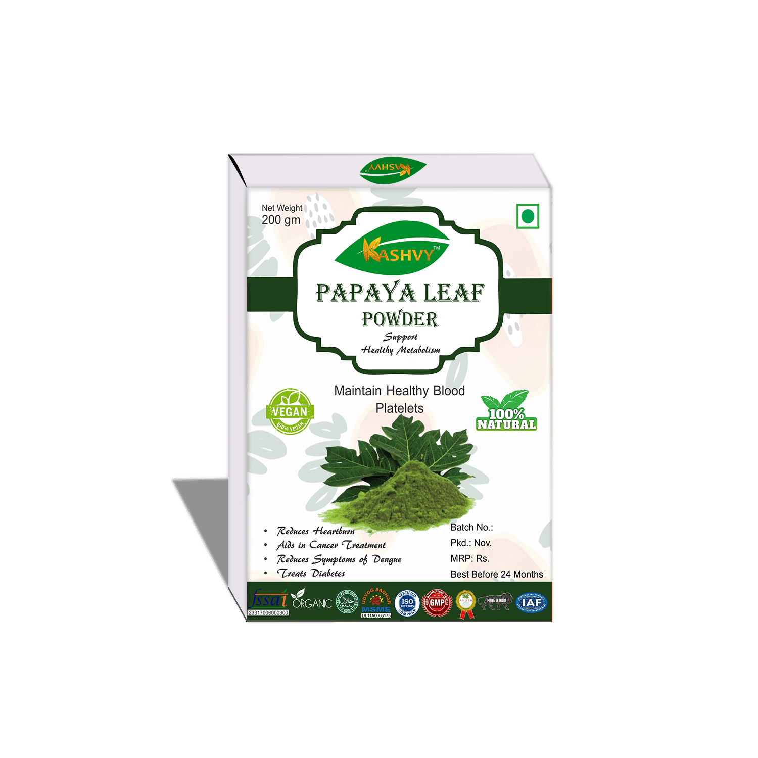 Kashvy Papaya Leaf Powder 200 Gm Pack of 1 Kashvy Papaya Leaf Powder 200 Gm Pack of 1