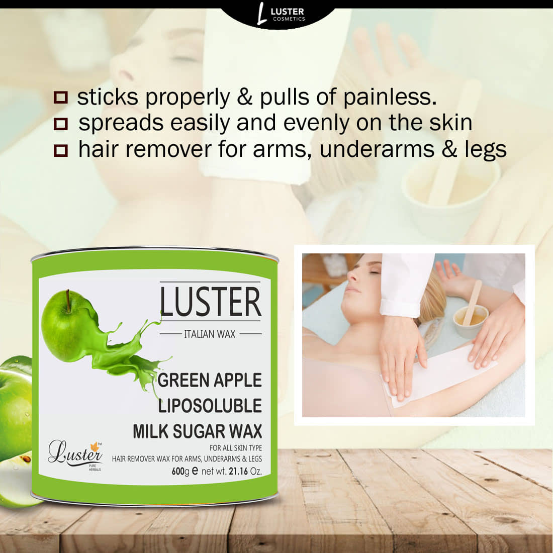 Luster Green Apple Hair Removal Hot Wax 600 g