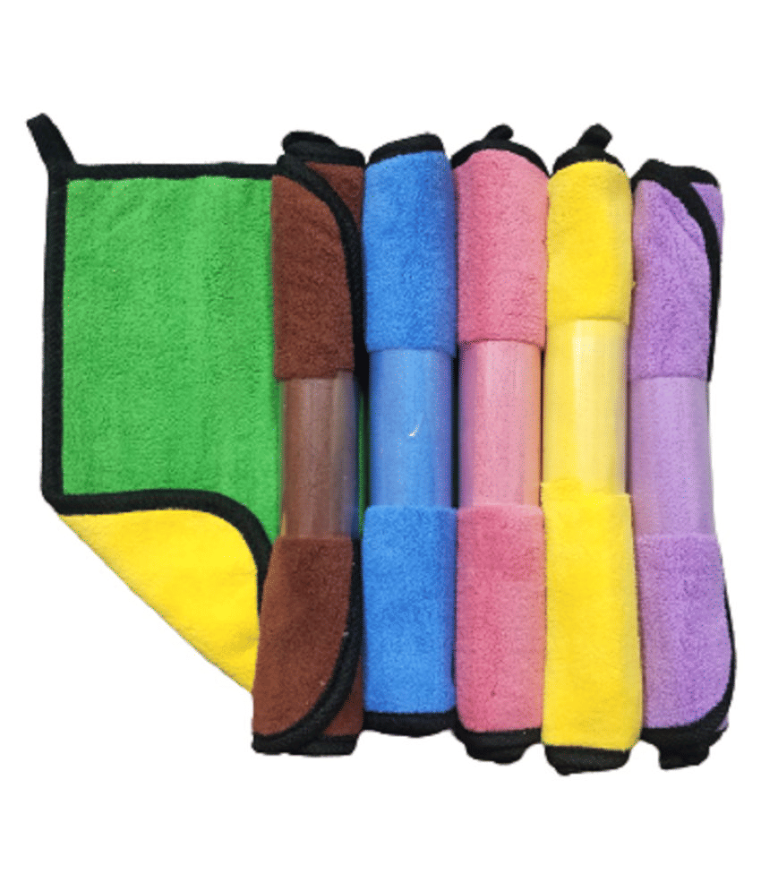 Penyan™ Heavy Microfiber Cloth for Car Cleaning and Detailing, Double Sided, Extra Thick Plush Microfiber Towel Lint-Free, 800 GSM, Size 25 x 25 cm, Multi color, pack of 6
