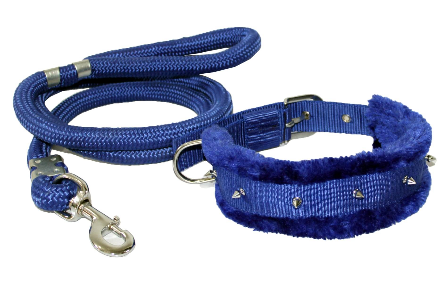     			Petshop7 Premium Quality Fur Padded Nylon Spiked Dog Collar & Leash Rope (Neck Girth Size - 17-21inch) Dog Collar & Leash