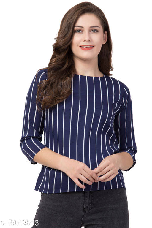    			SAAKAA Women's Crepe Regular Top ( Navy )