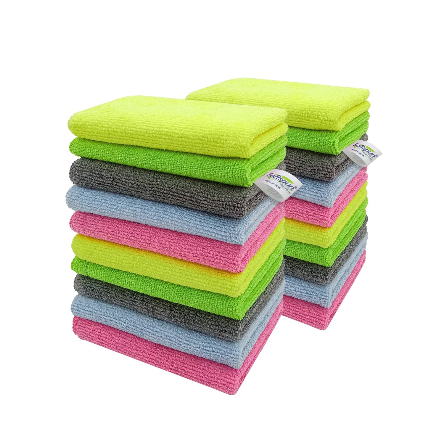     			SOFTSPUN B Quality Microfiber Cloth - Going Cheap! 20 pcs - 20x30 cms - 340 GSM - Assorted Colour - Thick Lint & Streak-Free Multipurpose Cloths - for Car Bike Cleaning Polishing Washing & Detailing.