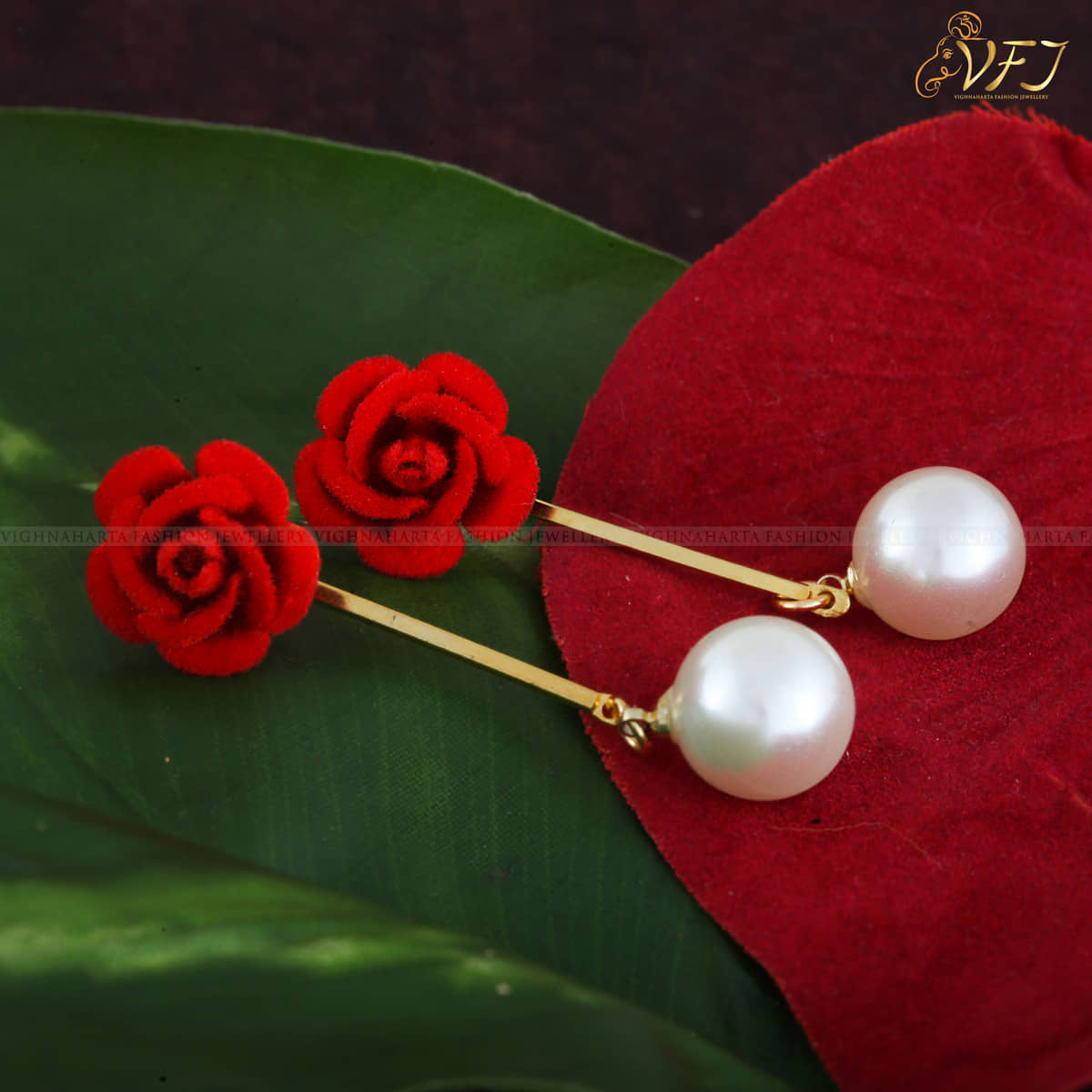 Vighnaharta Valentine Gift Gold Plated alloy Moti Drop Earring for Women and Girls (VFJ1230ERG) - Earrings | Buy online on ZillyBuy