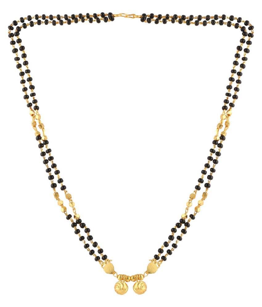 shankhraj mall gold plated black bead short mangalsutra for women-10024