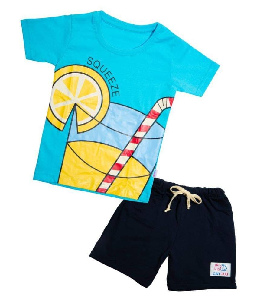    			CATCUB Unisex for Baby Cotton Tops & Bottoms Sets ( Blue )
