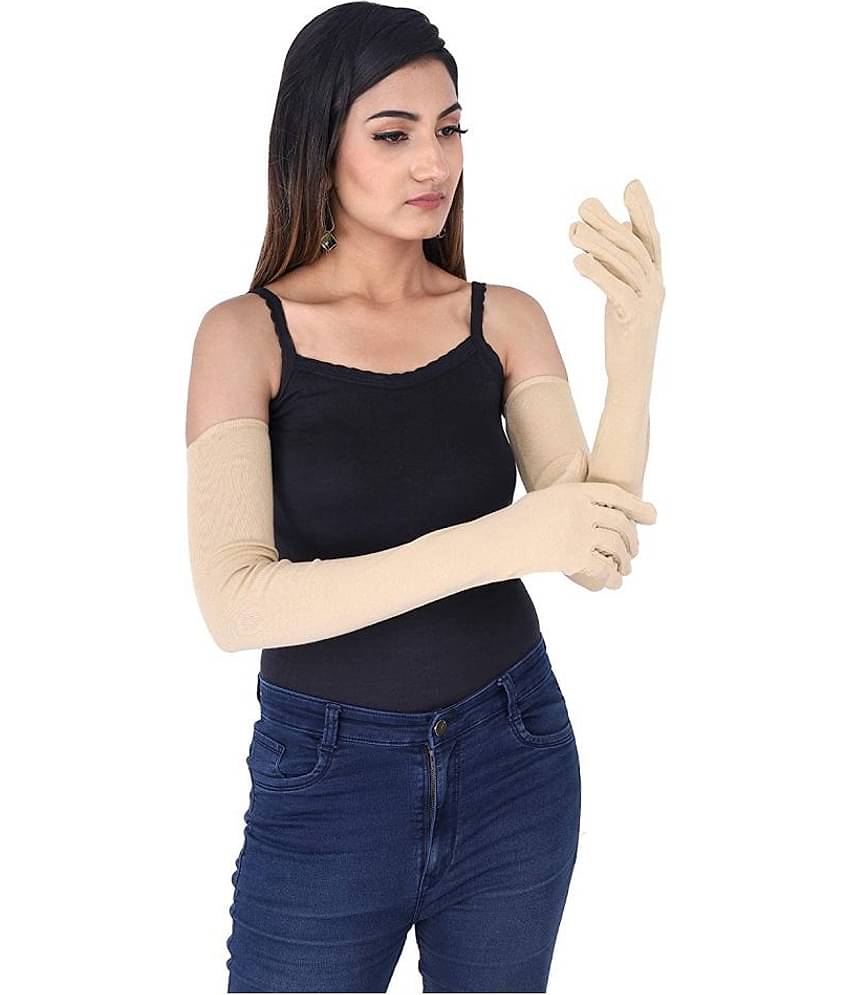 HF LUMEN Unisex Skin Black Full Cotton Gloves Protect Skin From Sun/Dust/Pollution (Pack Of 2 Pair)