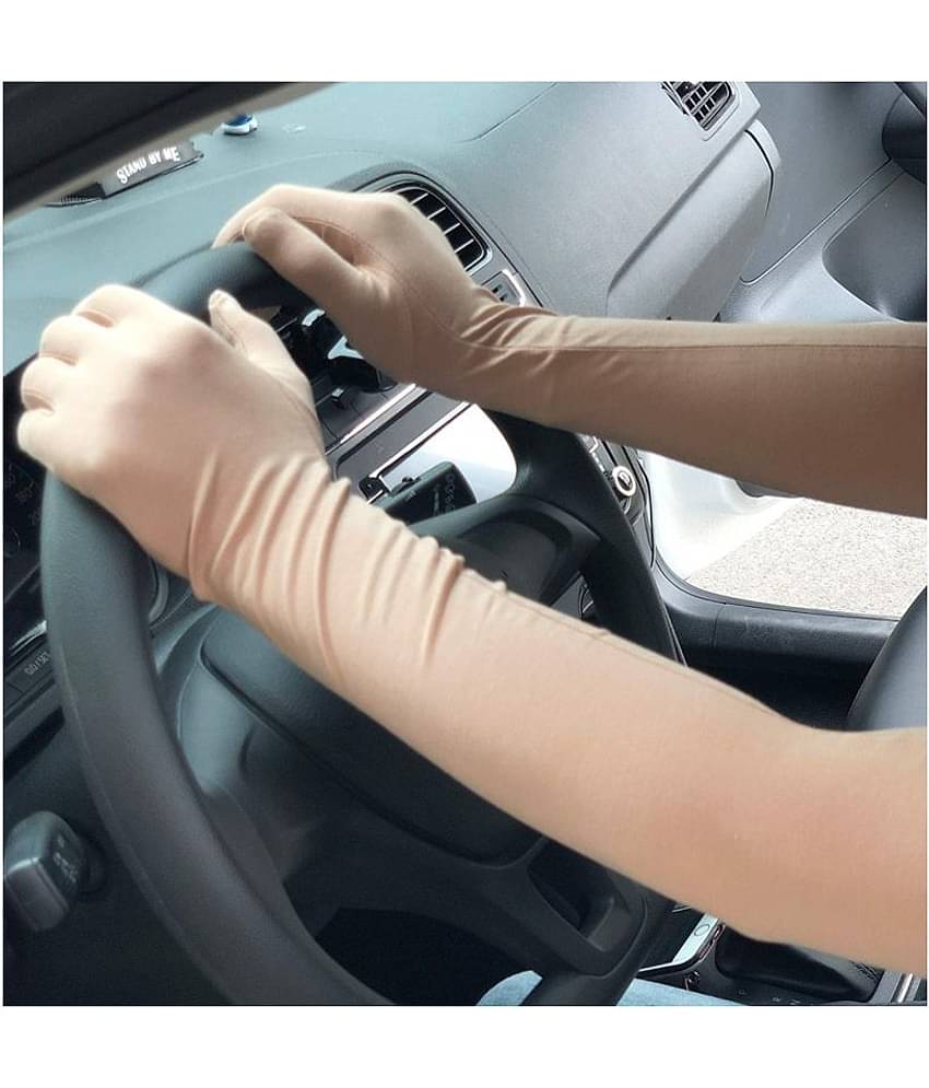 HF LUMEN Unisex Skin Black Full Cotton Gloves Protect Skin From Sun/Dust/Pollution (Pack Of 2 Pair)