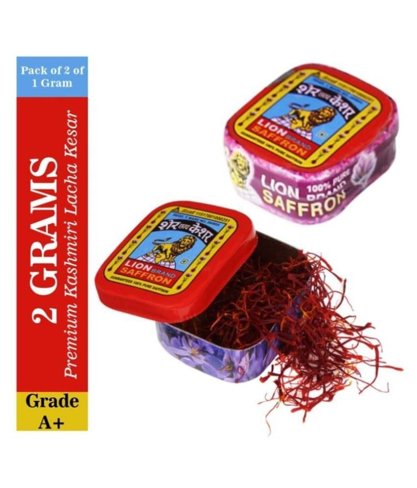 Lion Brand Premium Kashmiri Lacha Kesar/Saffron Keshar for Pregnant Woman, Biryani, Sweets, Milk, Tea and Tilak 37 gm Pack of 2     			Lion Brand Premium Kashmiri Lacha Kesar/Saffron Keshar for Pregnant Woman, Biryani, Sweets, Milk, Tea and Tilak 37 gm Pack of 2