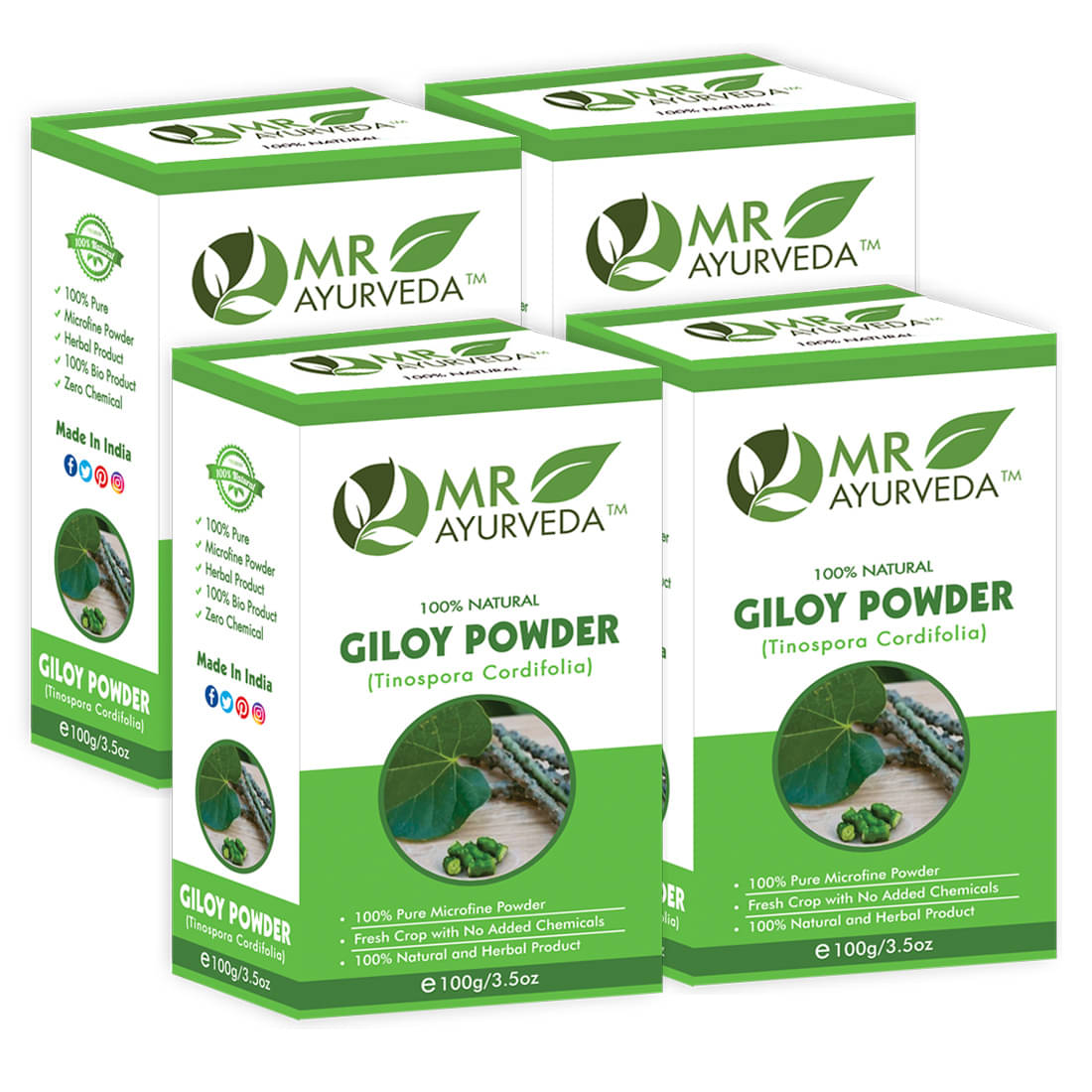     			MR Ayurveda 100% Natural Giloy Powder Hair Scalp Treatment 400 g Pack of 4