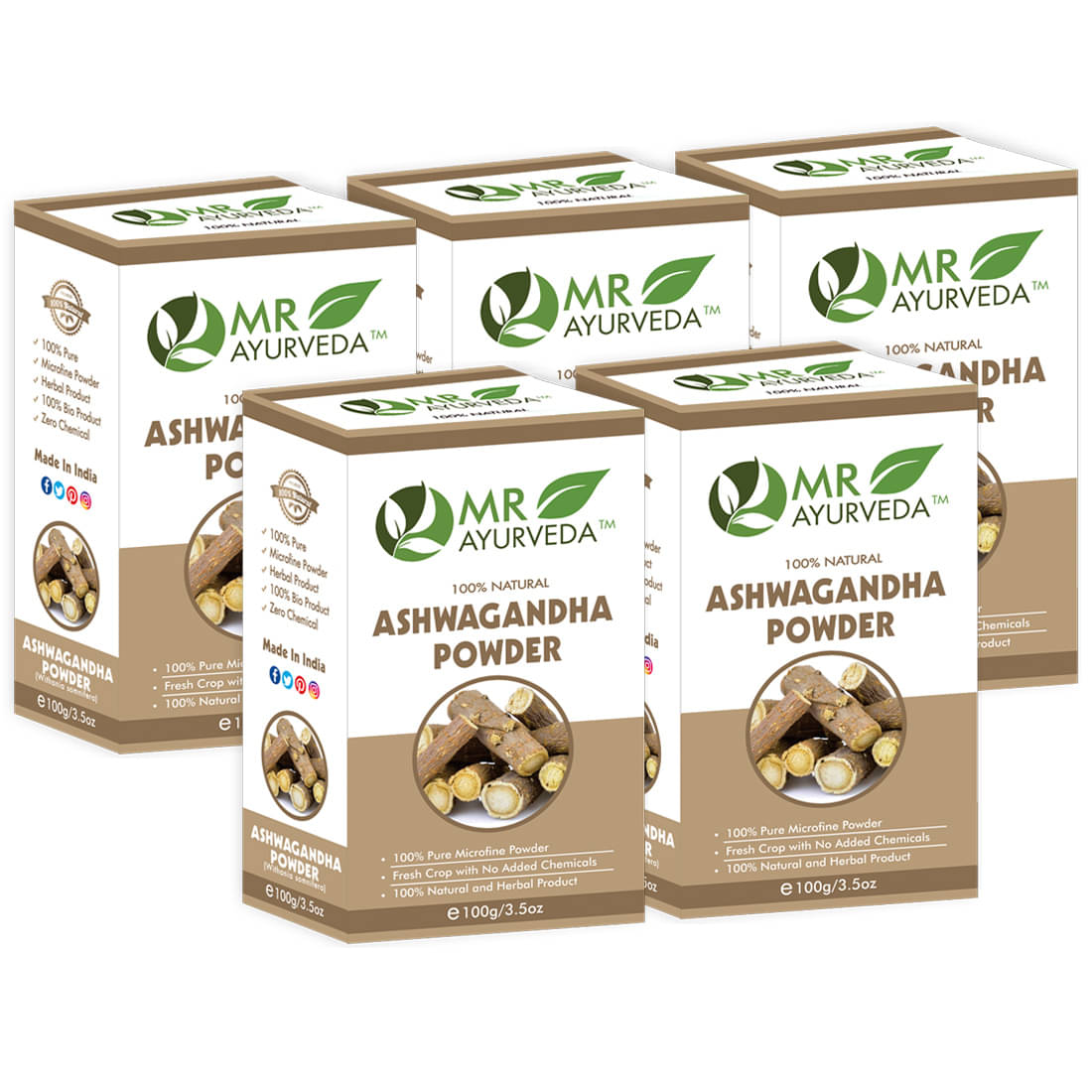     			MR Ayurveda 100% Natural Pure Ashwagandha Powder Hair Scalp Treatment 500 g Pack of 5