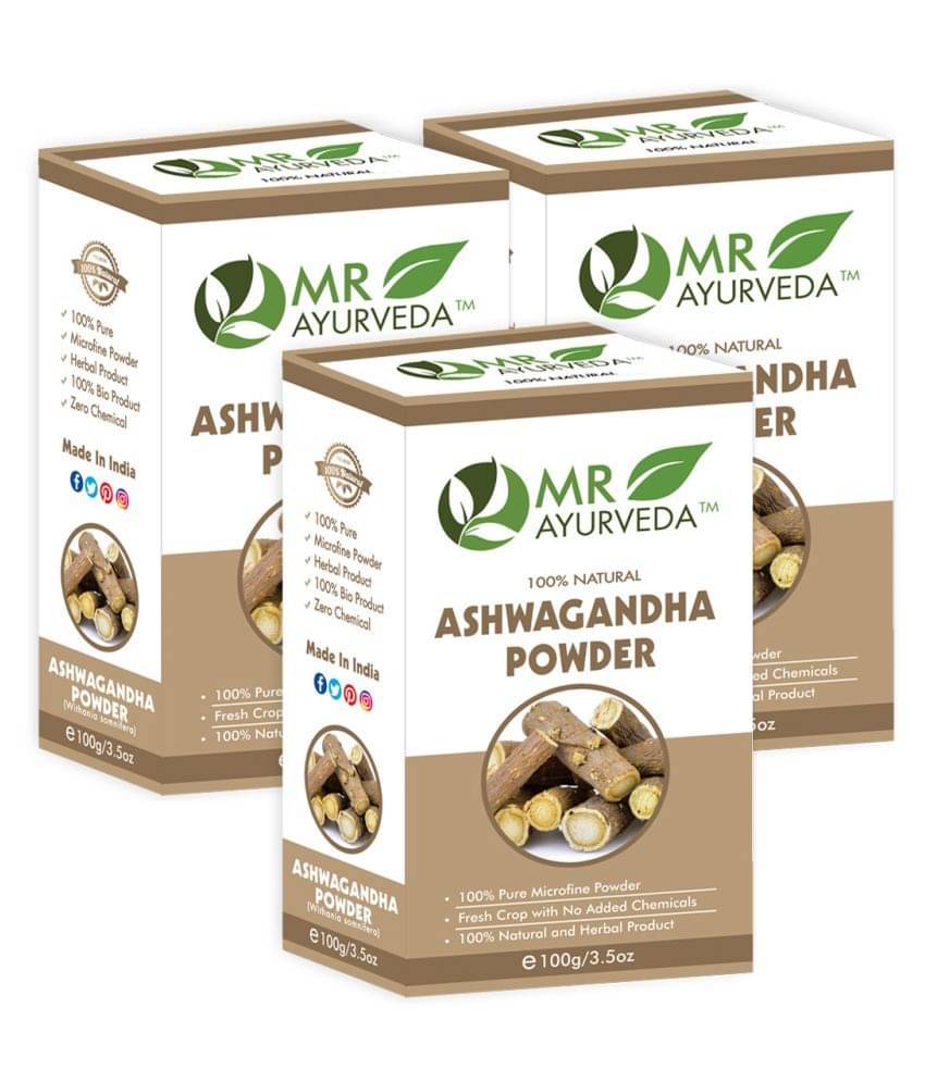 MR Ayurveda 100% Organic Pure Ashwagandha Powder Hair Scalp Treatment 300 g Pack of 3 MR Ayurveda 100% Organic Pure Ashwagandha Powder Hair Scalp Treatment 300 g Pack of 3