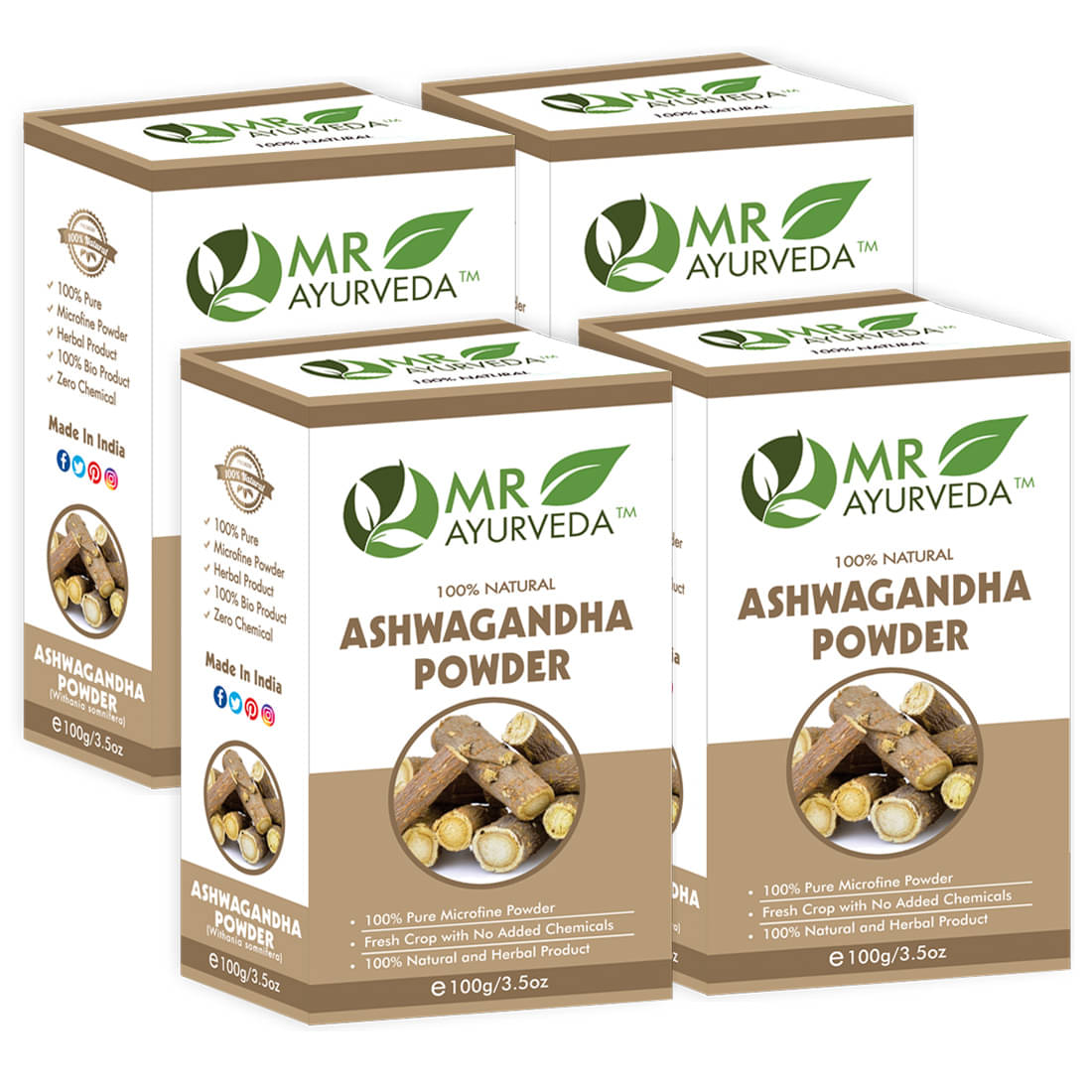     			MR Ayurveda Ashwagandha Powder Hair Scalp Treatment 400 g Pack of 4