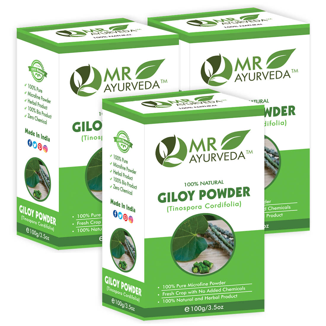 MR Ayurveda Organic Giloy Powder Hair Scalp Treatment 300 g Pack of 3