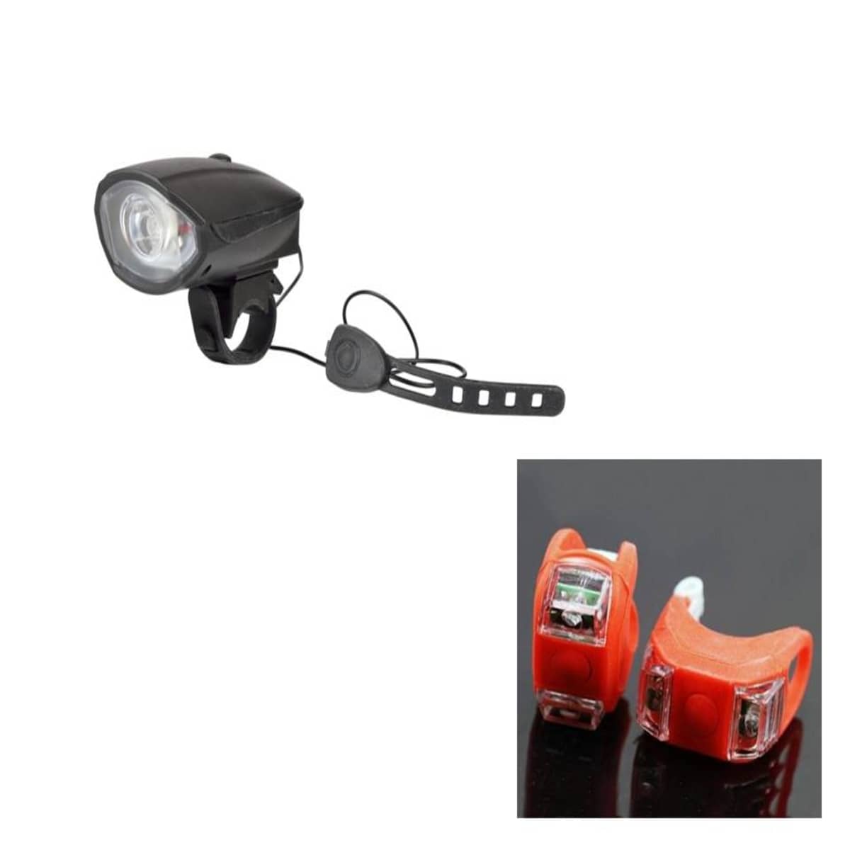 Dark Horse® Bicycle CE Standard USB Rechargeable (2-in-1) 3 Mode Front Light 250 Lumens & Loud Horn with a Pair of Red Silicon Light Set 3 Mode - Super Saver Combo - Sports and Fitness Equipment | Buy online on ZillyBuy