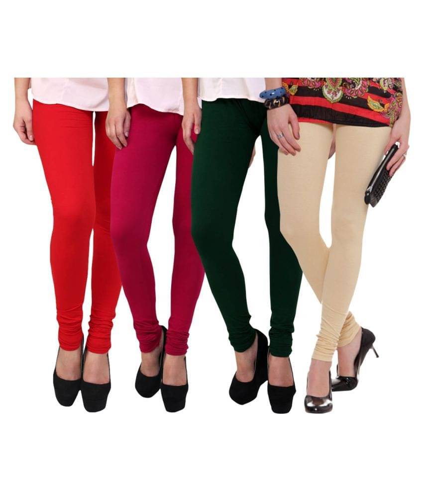     			FnMe - Red Cotton Women's Leggings ( Pack of 4 )