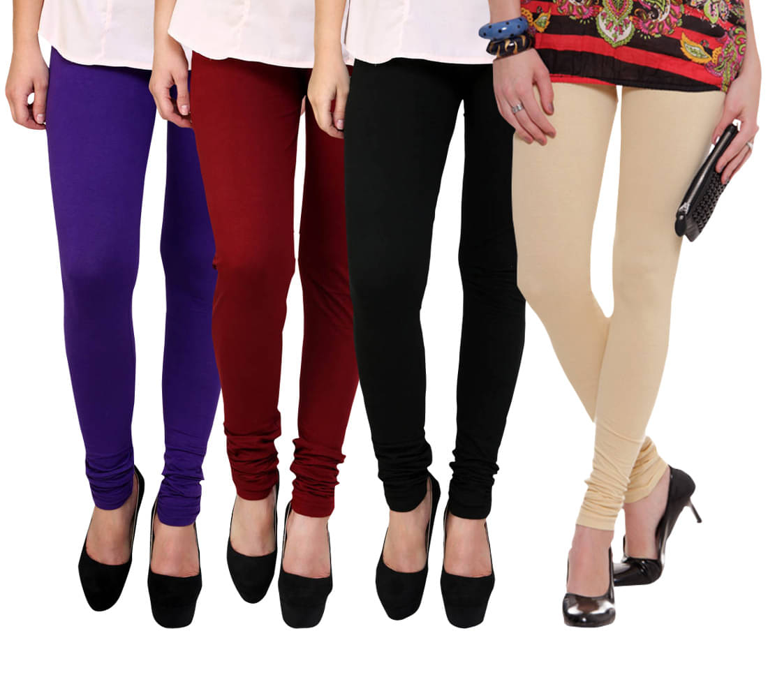     			FnMe Cotton Lycra Pack of 4 Leggings
