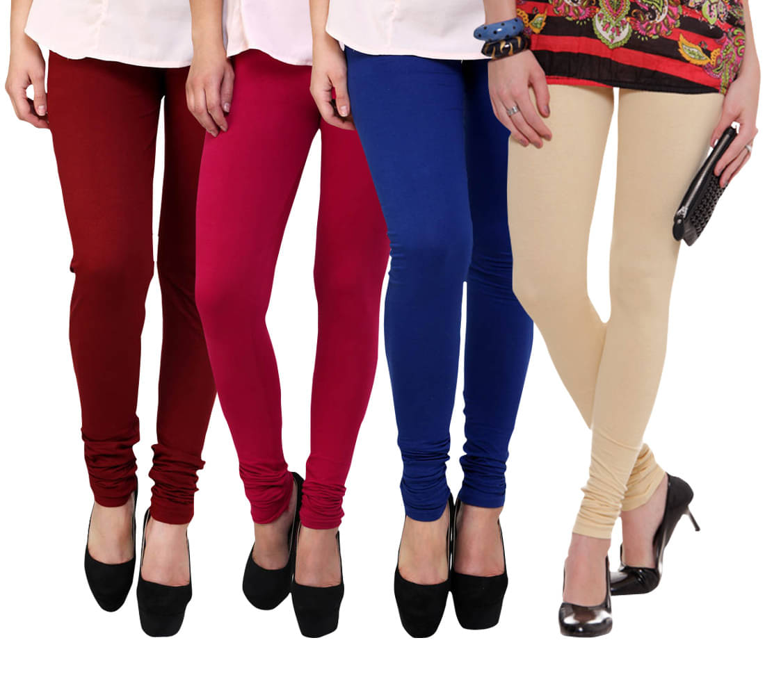     			FnMe Cotton Lycra Pack of 4 Leggings