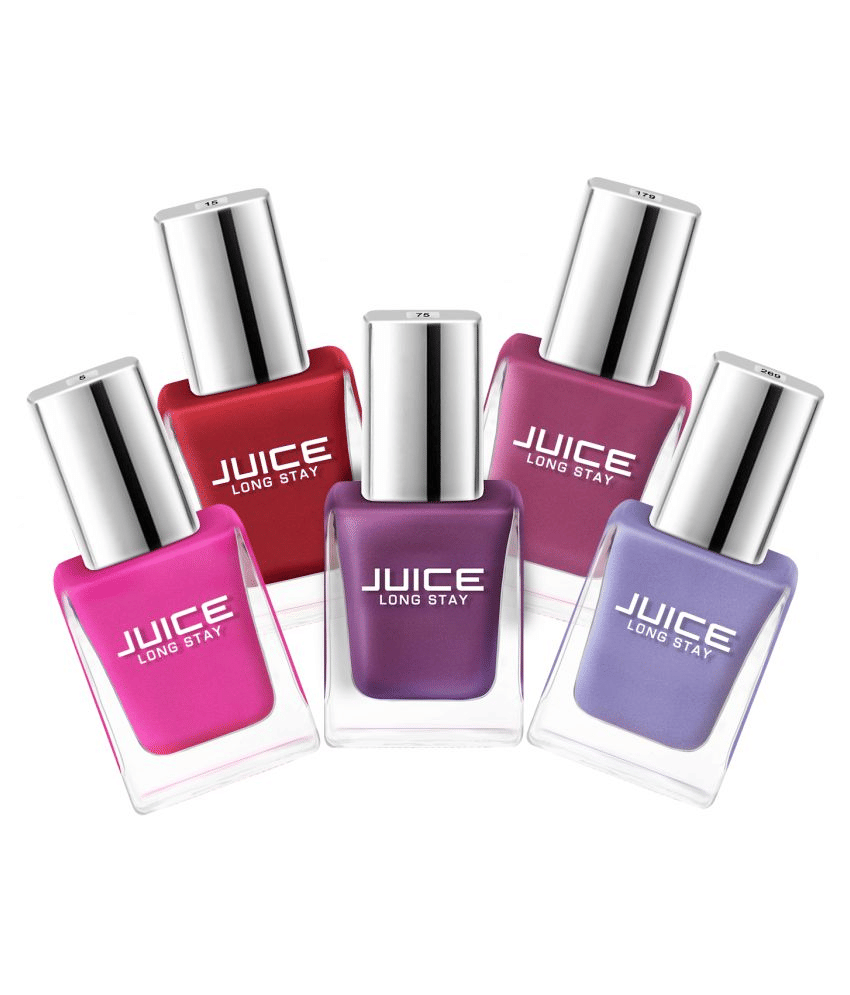 Juice Rose,Pink,Lavender,PinkRose,Pearly Nail Polish 05, 15, 75, 179, 269 Multi Glossy Pack of 5 55 mL