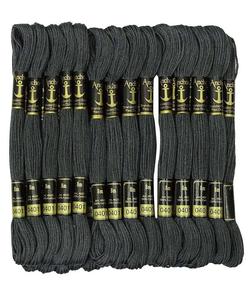     			PRANSUNITA Anchor Stranded Cotton 6 Strand Cross-Stitch Hand Embroidery Stranded Cotton Craft Sewing Floss Thread, Pack of 10 (Grey)