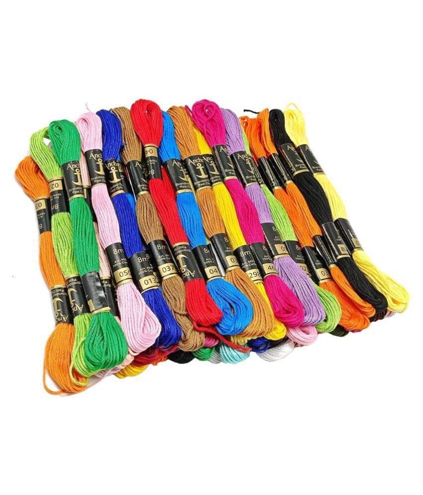     			PRANSUNITA Anchor Stranded Cotton 6 Strand Cross-Stitch Hand Embroidery Stranded Cotton Craft Sewing Floss Thread, Pack of 50 Skiens