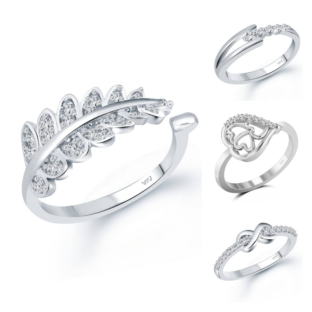 Vighnaharta Allure Glittering Rings Rhodium Plated For women and Girls VFJ1548-1518-1573-1569FRR10 Vighnaharta Allure Glittering Rings Rhodium Plated For women and Girls VFJ1548-1518-1573-1569FRR10