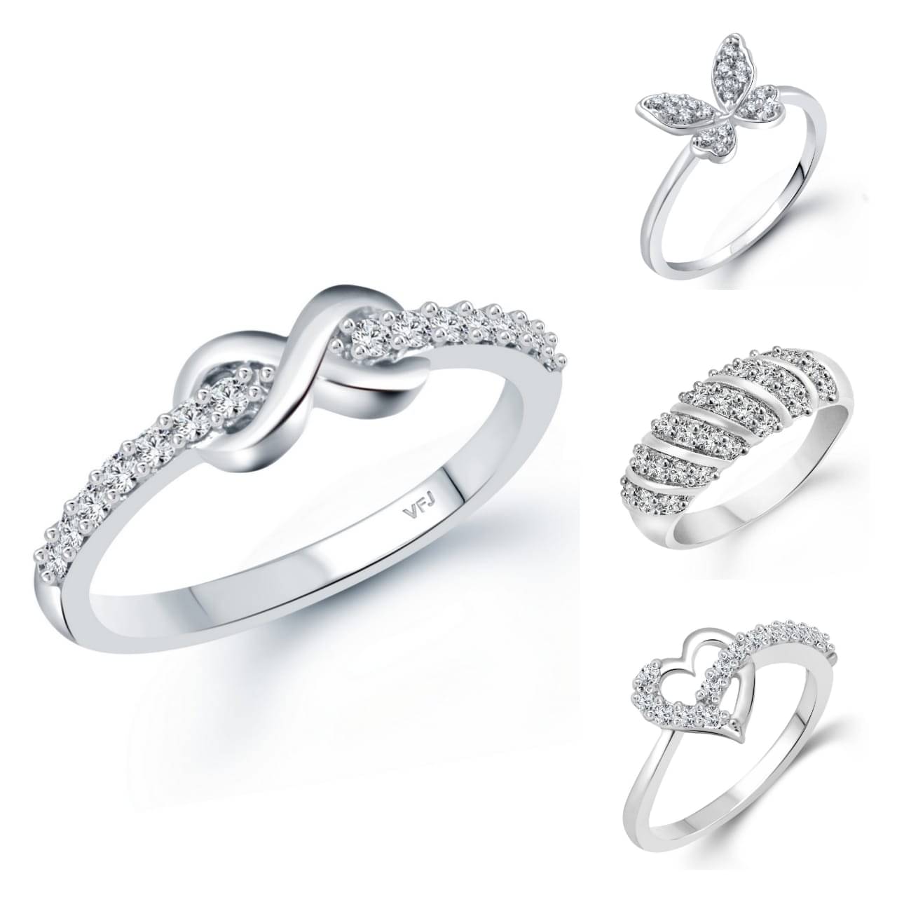     			Vighnaharta Elite Graceful Rings Rhodium Plated For women and Girls VFJ1569-1009-1025-1076FRR14