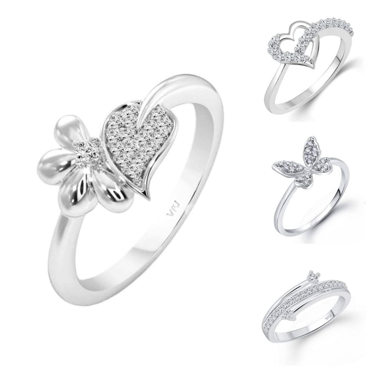     			Vighnaharta Sizzling Chunky Rings Rhodium Plated For women and Girls VFJ1009-1076-1517-1592FRR10