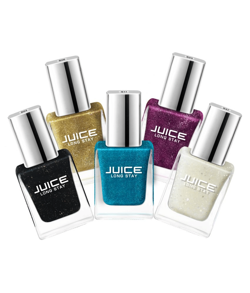 Juice Black, Gold, Aqua, Violet, MilkyWay Nail Polish S03,S06,S11,S23,S37 Multi Shimmer Pack of 5 55 mL