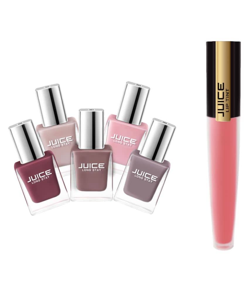 Juice Coral,Sun,Pink,Brown,WineBerryNude Nail Polish 102,111,251,253,288 Nude Glossy Pack of 6 59 mL