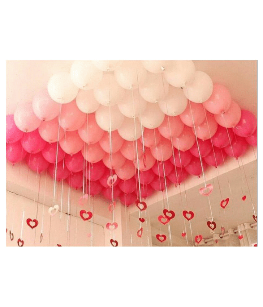     			Blooms Theme Red, White and Pink  Metallic Latex Balloon (Set of 51 Pic)