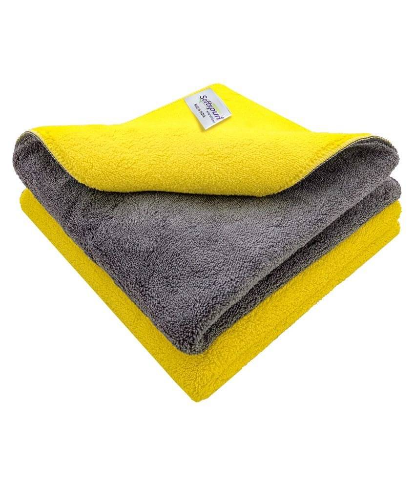     			SOFTSPUN 900 GSM, Microfiber Double Layered Cloth 40x40 Cms 2 Piece Towel Set, Extra Thick Microfiber Cleaning Cloths Perfect for  Home, Kitchen, Cars, Furniture and More.