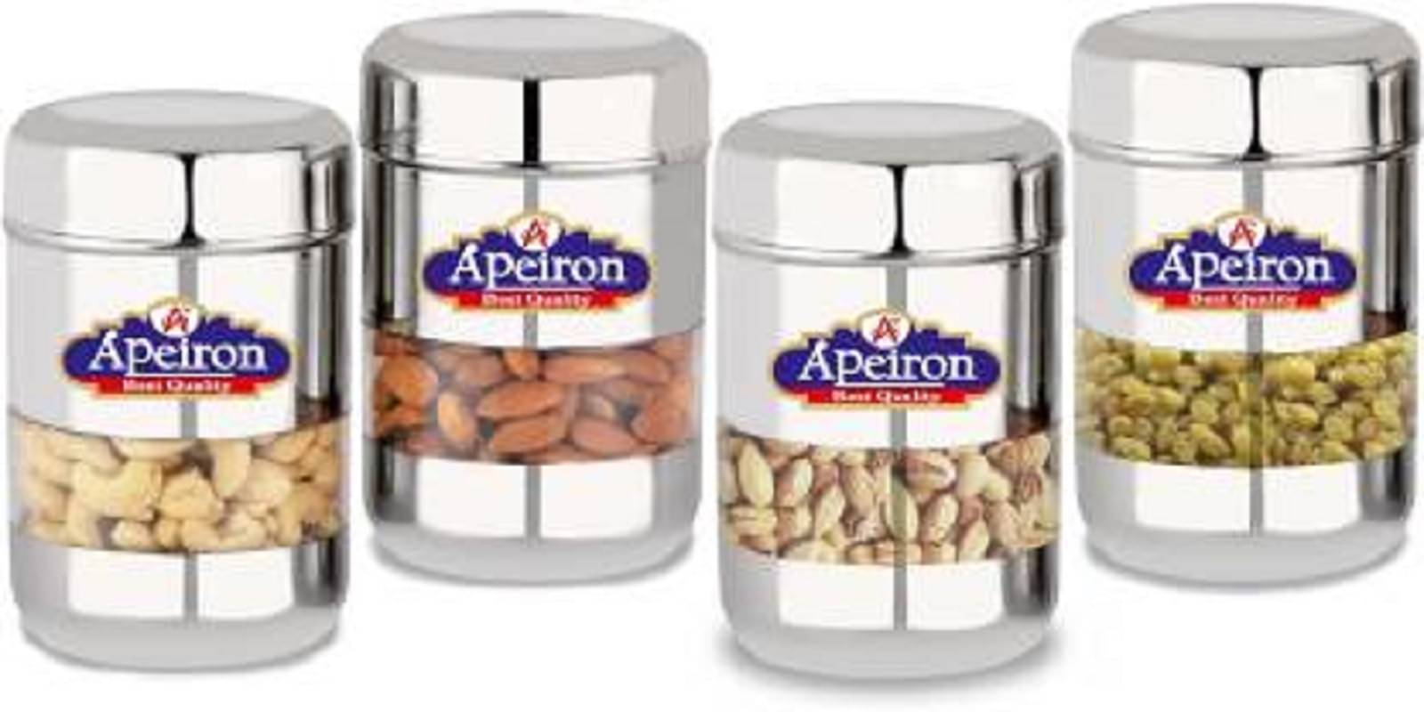     			APEIRON Bullet Dabba Steel Tea/Coffee/Sugar Container Set of 4 750 mL