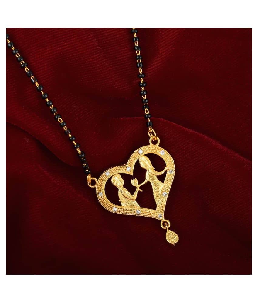 Ambika Stylish American Diamond Heart Shape Alloy Mangalsutra For Women
