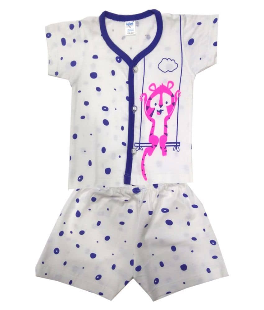 INFANT Pack of 1 Unisex for Baby 100% Cotton Tops & Bottoms Sets ( Blue )