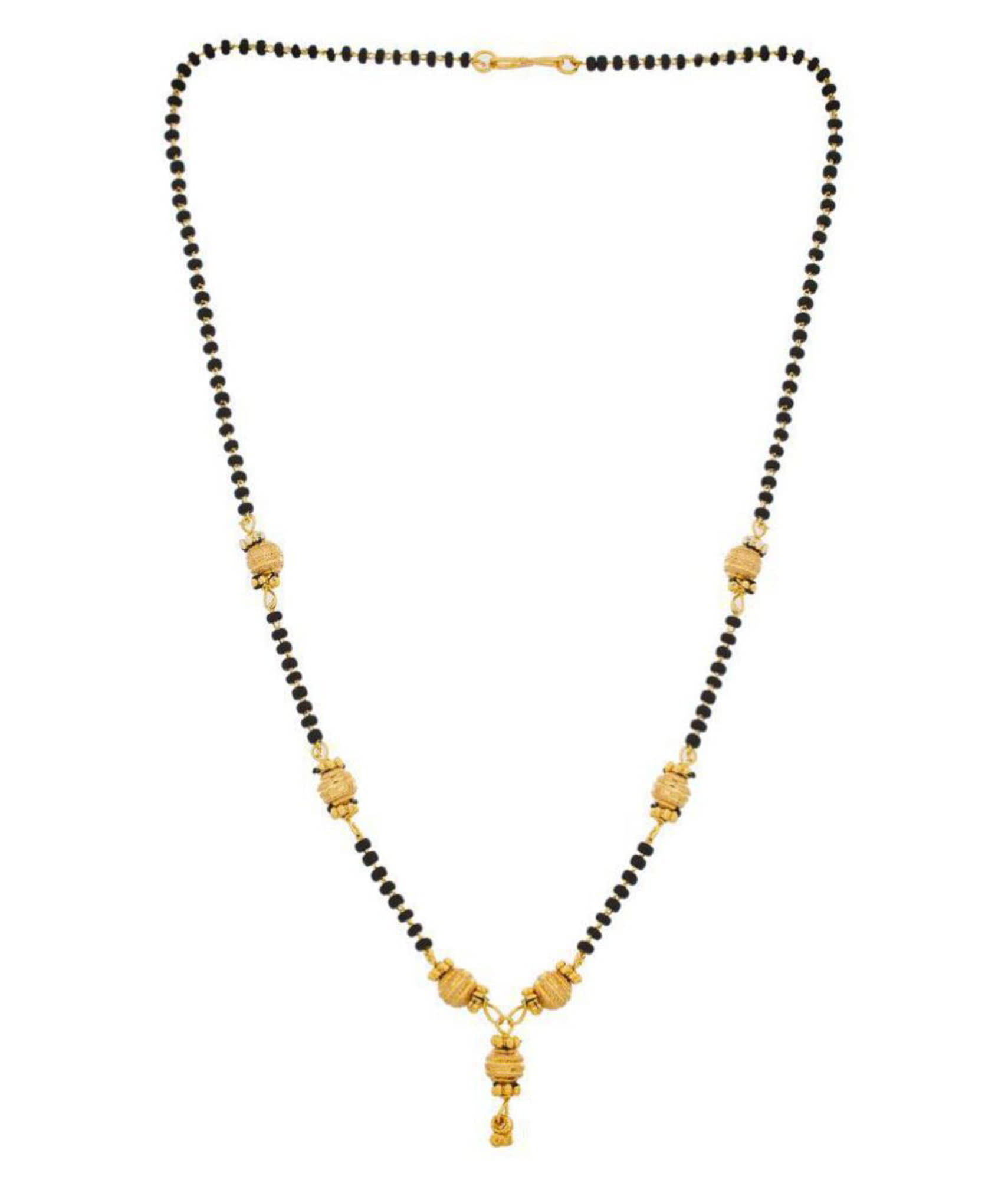 Jewar Mandi Mangalsutra Kanthi Gold Plated Simply Look Black Crystal Jewelry for Women
