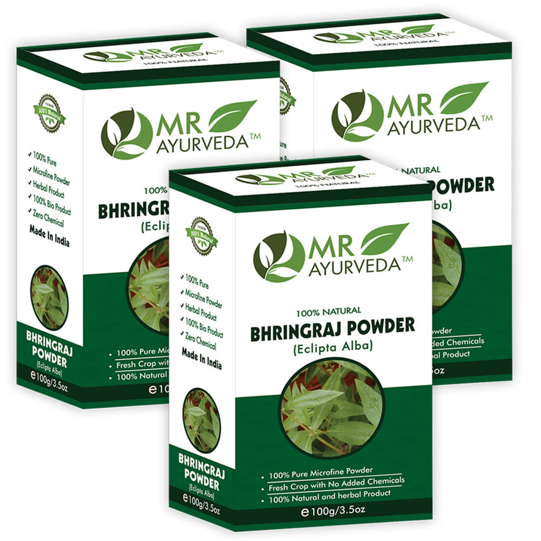     			MR Ayurveda 100% Herbal Bhringraj Powder Hair Scalp Treatment 300 g Pack of 3