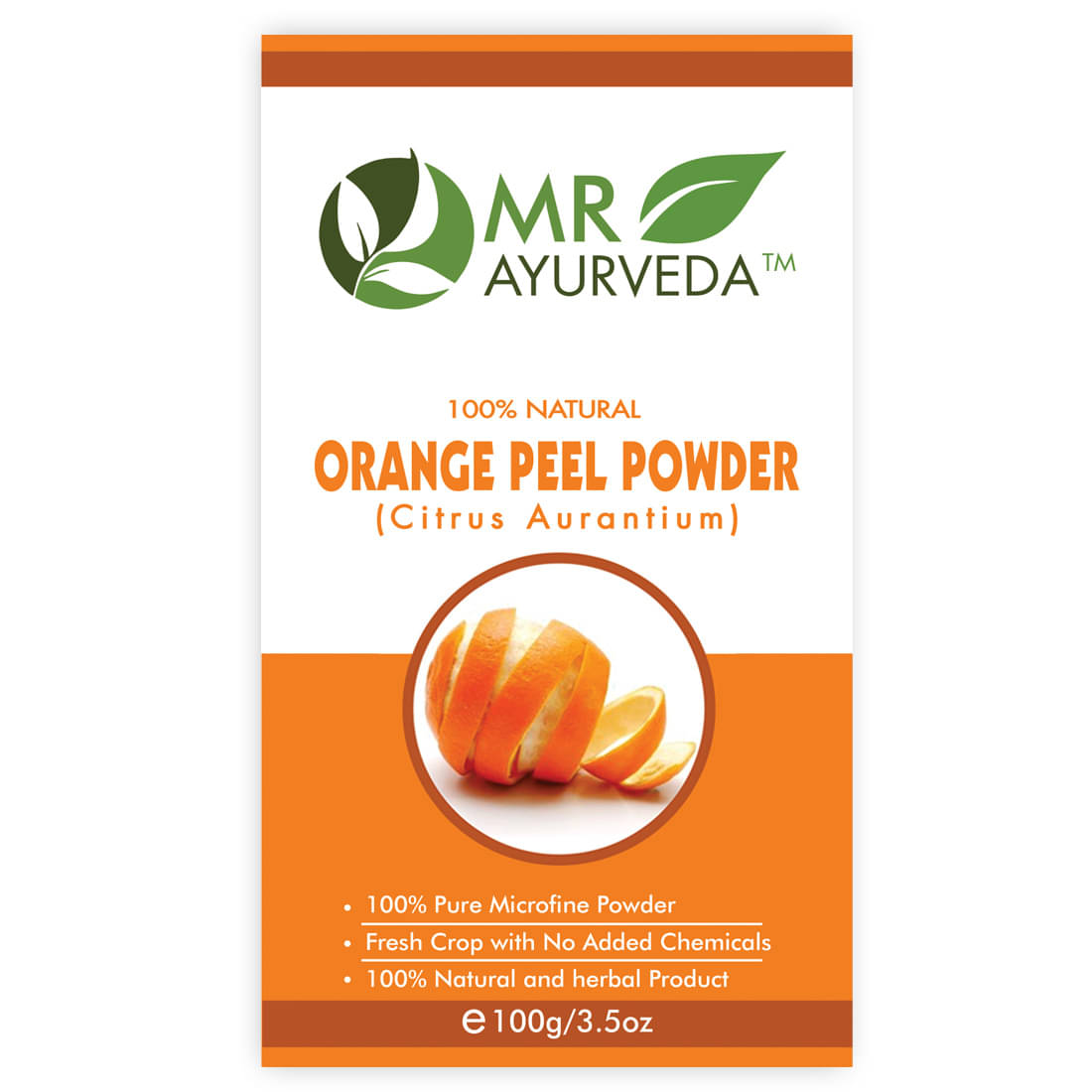     			MR Ayurveda Orange Peel Powder for Skin Whitening Face Pack Masks 100 gm