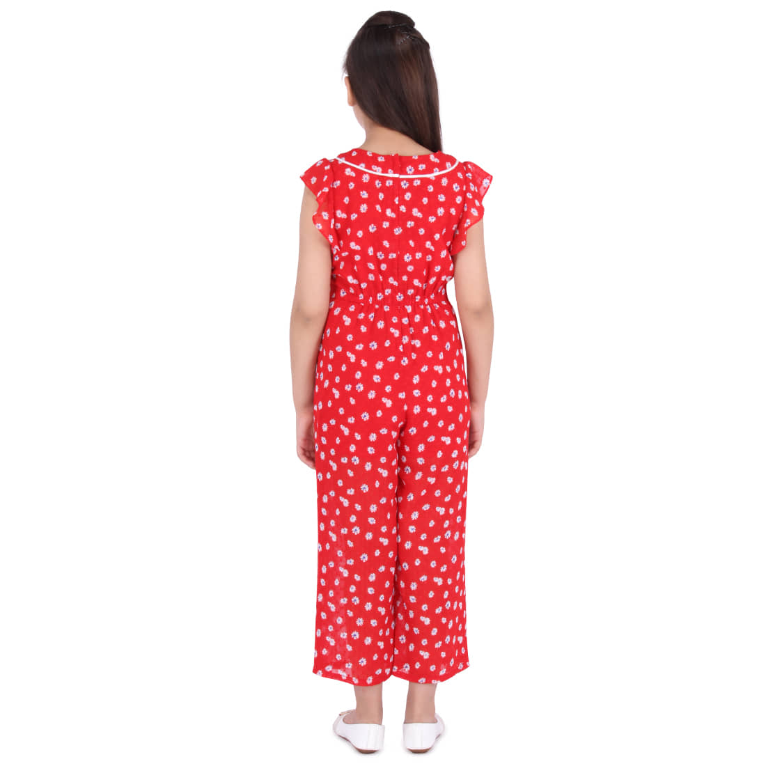Cutecumber Girls Georgette Jumpsuit ( Pack of 1 , Red )