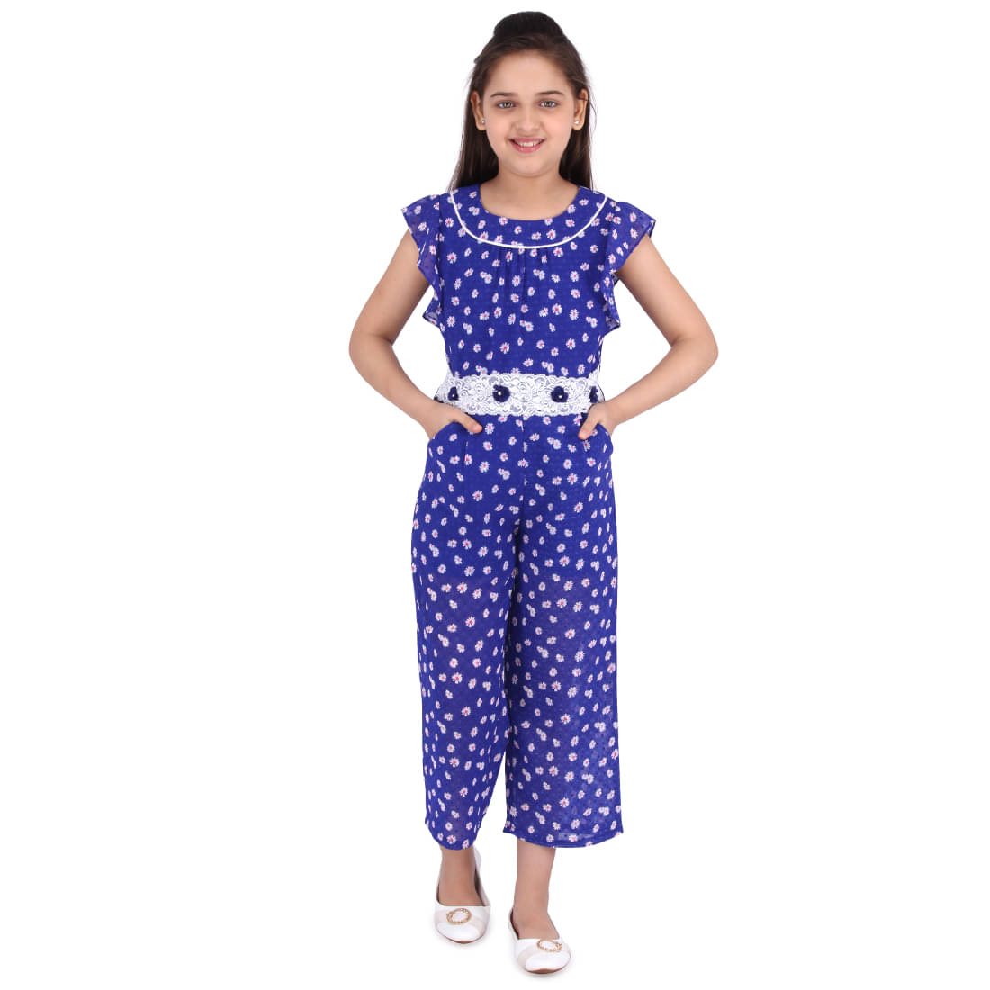     			Cutecumber Girls Georgette Jumpsuit ( Pack of 1 , Blue )