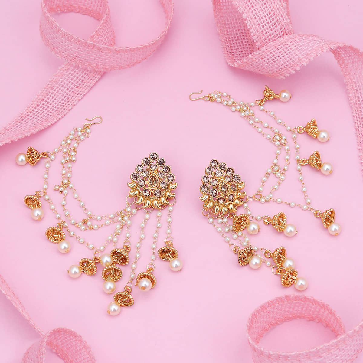 Sukkhi - Golden Jhumki Earrings ( Pack of 1 ) - Earrings | Buy online on ZillyBuy