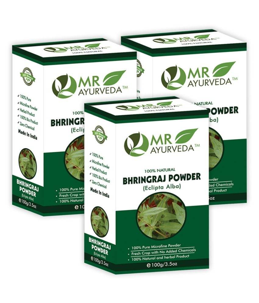 MR Ayurveda Bhringraj Powder Soft, Shiny Hair Scalp Treatment 300 g Pack of 3     			MR Ayurveda Bhringraj Powder Soft, Shiny Hair Scalp Treatment 300 g Pack of 3