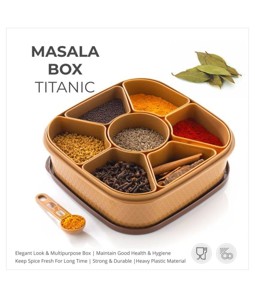     			OMORTEX 7 IN 1 Elegant Masala Box and Spice Containers Set 1 Piece Spice Set  (Plastic)