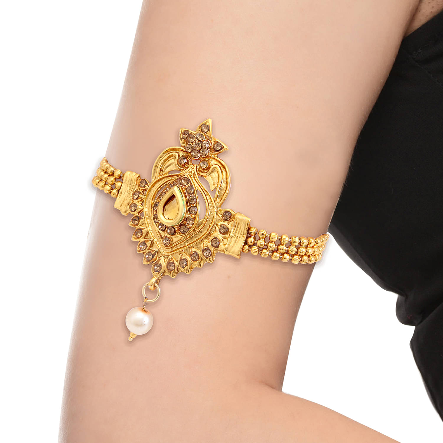     			Sukkhi Astonish Pearl Gold Plated LCT Stone Bajuband For Women