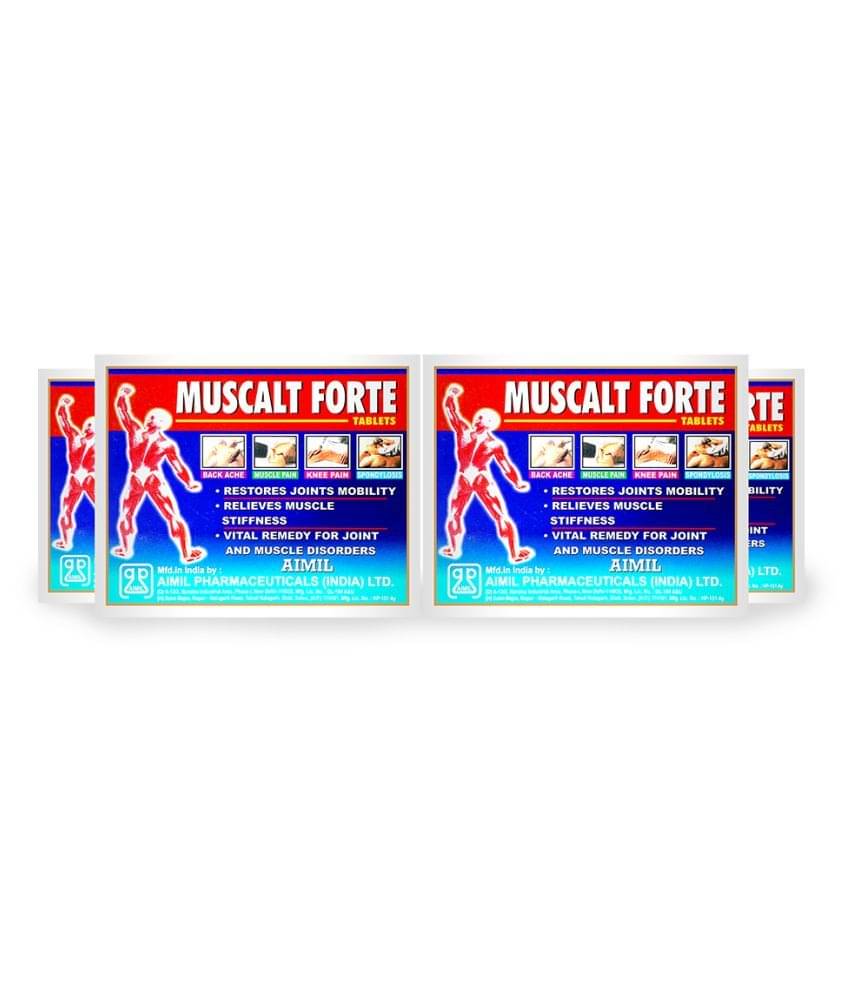 Aimil Muscalt Forte Tablets for Bone & Joint Wellness Reduces pain and inflammation 30 No.s (Pack of 4) Aimil Muscalt Forte Tablets for Bone & Joint Wellness Reduces pain and inflammation 30 No.s (Pack of 4)