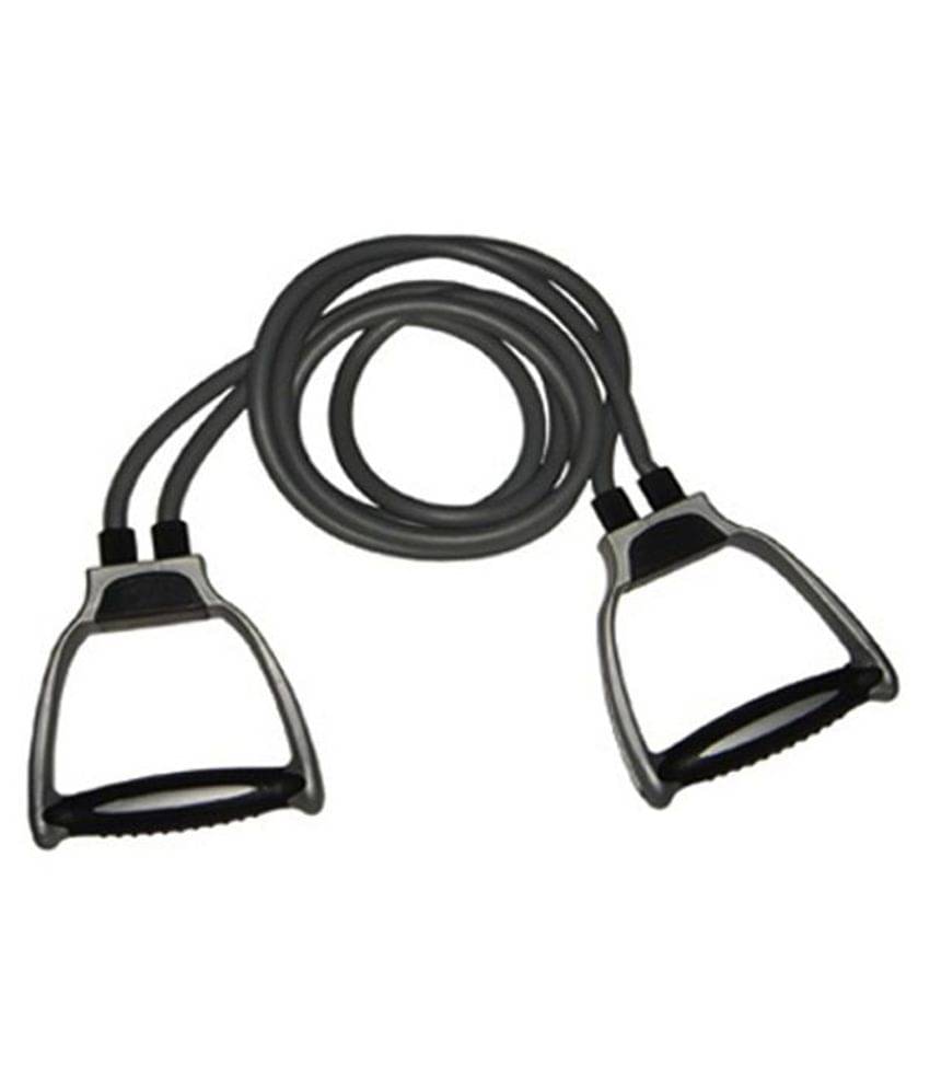     			Double Toning Resistance Tube Pull Rope Elastic Rubber Exercise Band for Stretching, Workout, Home Gym and Toning with Heavy Quality D Shaped Handles