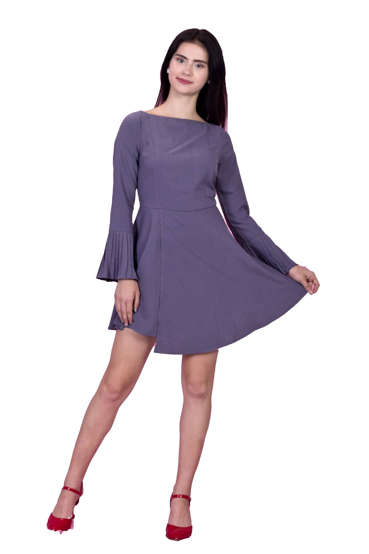 Ess Emm Clothing Women Viscose A-line Dress ( Grey ) Ess Emm Clothing Women Viscose A-line Dress ( Grey )