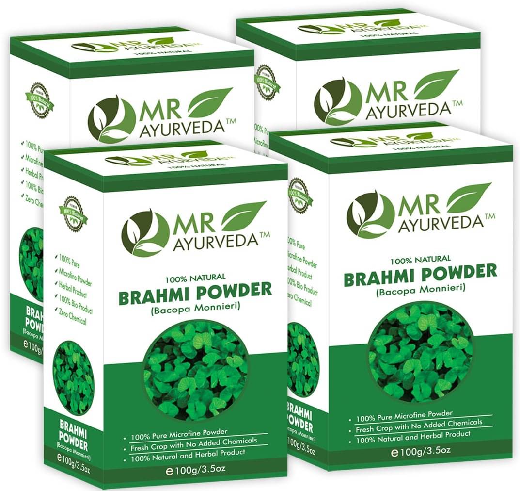 MR Ayurveda 100% Natural Brahmi Powder for Hair Growth Hair Scalp Treatment 400 g Pack of 4 MR Ayurveda 100% Natural Brahmi Powder for Hair Growth Hair Scalp Treatment 400 g Pack of 4